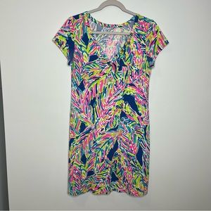 Lilly Pulitzer womens medium Palmira dress T-shirt Button Up short sleeve